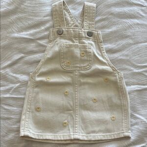 Old Navy Kids Cream Overalls with Floral Embroidery